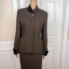 10-1862.jpg JONES NEW YORK Vintage 2PC Brown Faux Fur Stand Up Collar Skirt Suit Size 6
