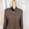 10-1863.jpg JONES NEW YORK Vintage 2PC Brown Faux Fur Stand Up Collar Skirt Suit Size 6