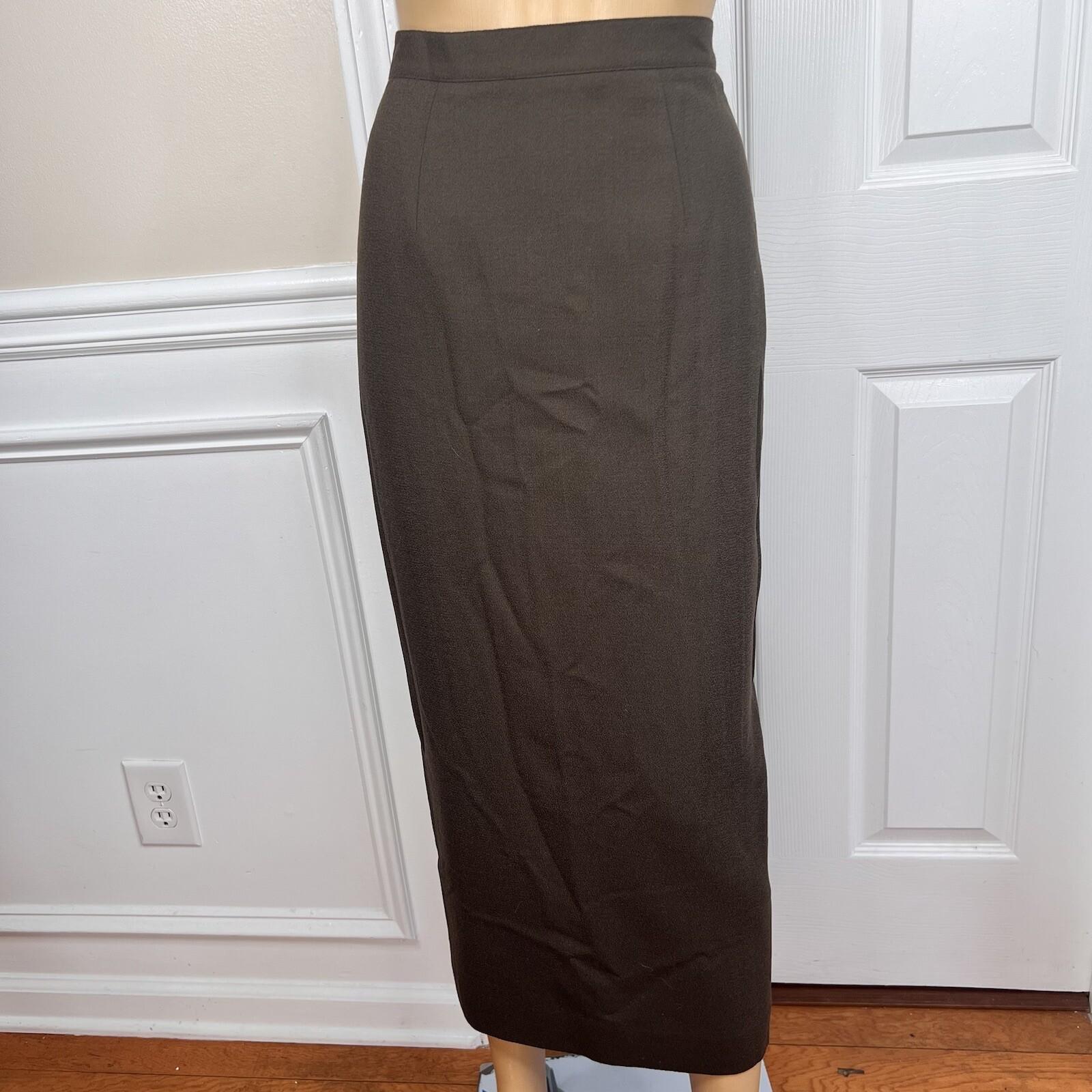 10-1864.jpg JONES NEW YORK Vintage 2PC Brown Faux Fur Stand Up Collar Skirt Suit Size 6