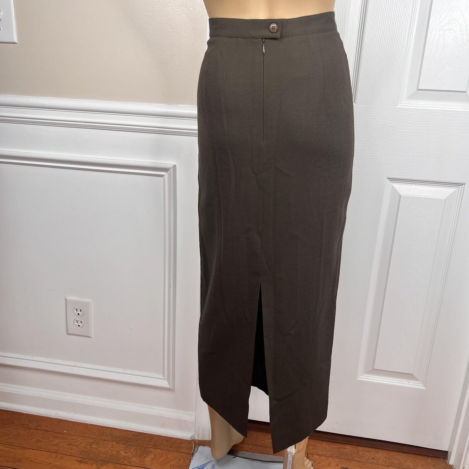 10-1865.jpg JONES NEW YORK Vintage 2PC Brown Faux Fur Stand Up Collar Skirt Suit Size 6