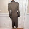 10-1866.jpg JONES NEW YORK Vintage 2PC Brown Faux Fur Stand Up Collar Skirt Suit Size 6