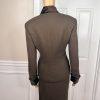 10-1867.jpg JONES NEW YORK Vintage 2PC Brown Faux Fur Stand Up Collar Skirt Suit Size 6