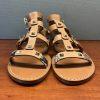 ASH  Women T-Strap Leather Flats Size 38 Brown Gladiator Studded Shoes New