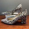 Marc Fisher Zalaly Animal Print Cow Fur Leather Pumps Shoe Block Heels 9.5 M