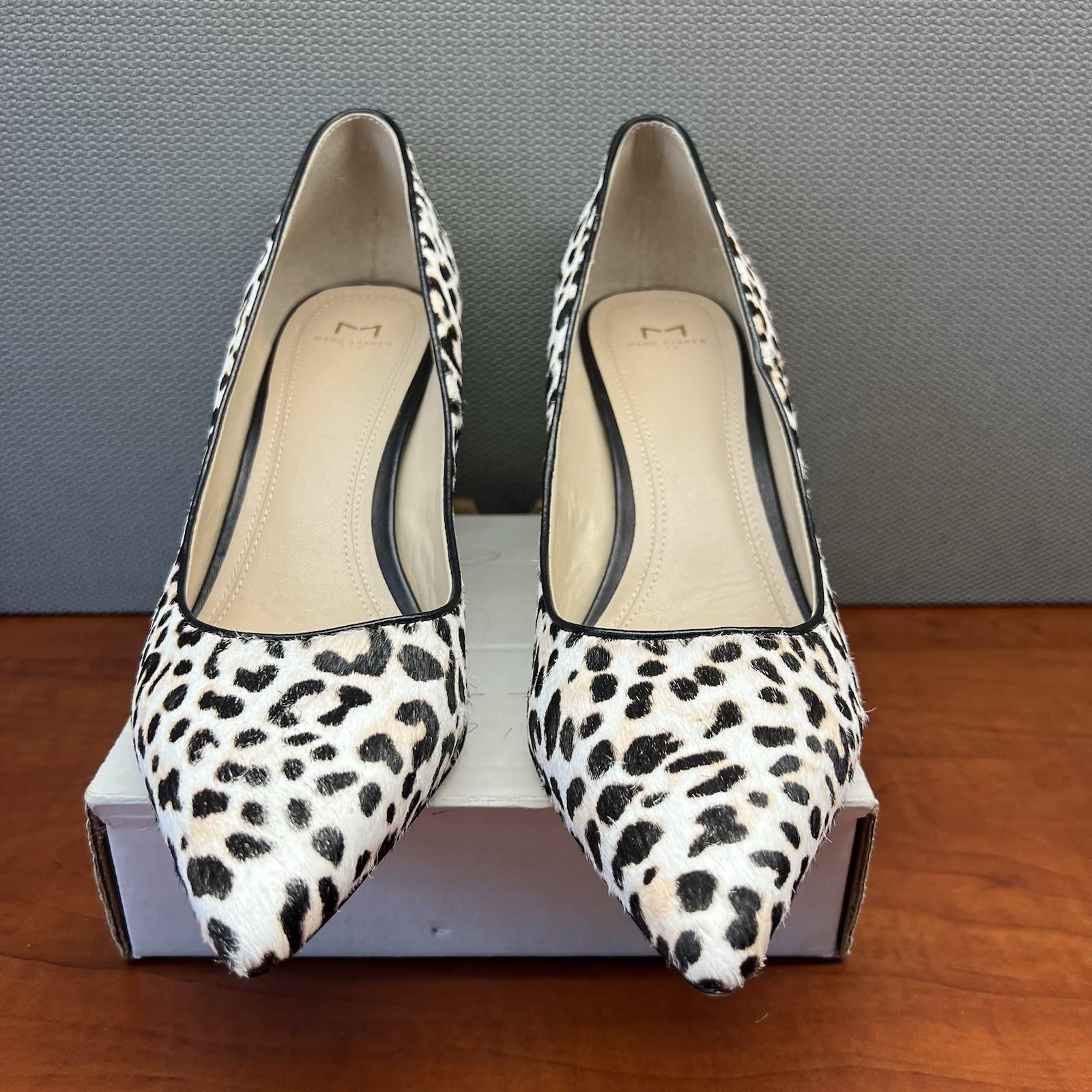 Marc Fisher Zalaly Animal Print Cow Fur Leather Pumps Shoe Block Heels 9.5 M