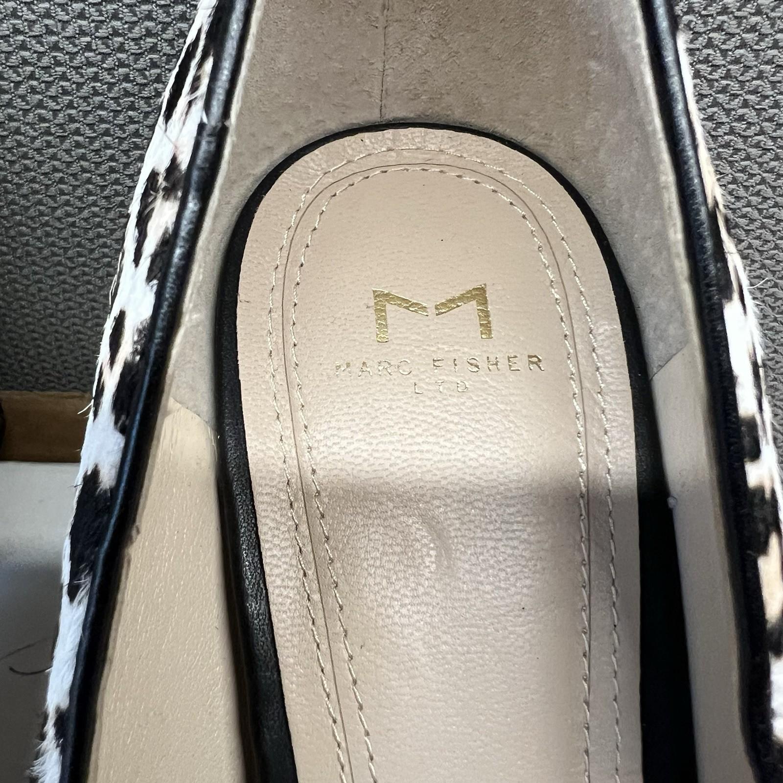 Marc Fisher Zalaly Animal Print Cow Fur Leather Pumps Shoe Block Heels 9.5 M