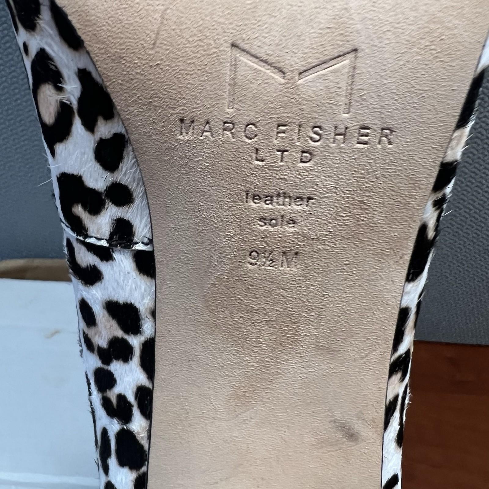 Marc Fisher Zalaly Animal Print Cow Fur Leather Pumps Shoe Block Heels 9.5 M