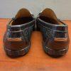 Peter Millar Crocodile Alligator Grain Leather Black Slip On Loafers Size 8W