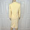Le Suit Polyester Skirt Suit Size 18W Yellow Gold Collarless 3/4 Sleeves 2PC New