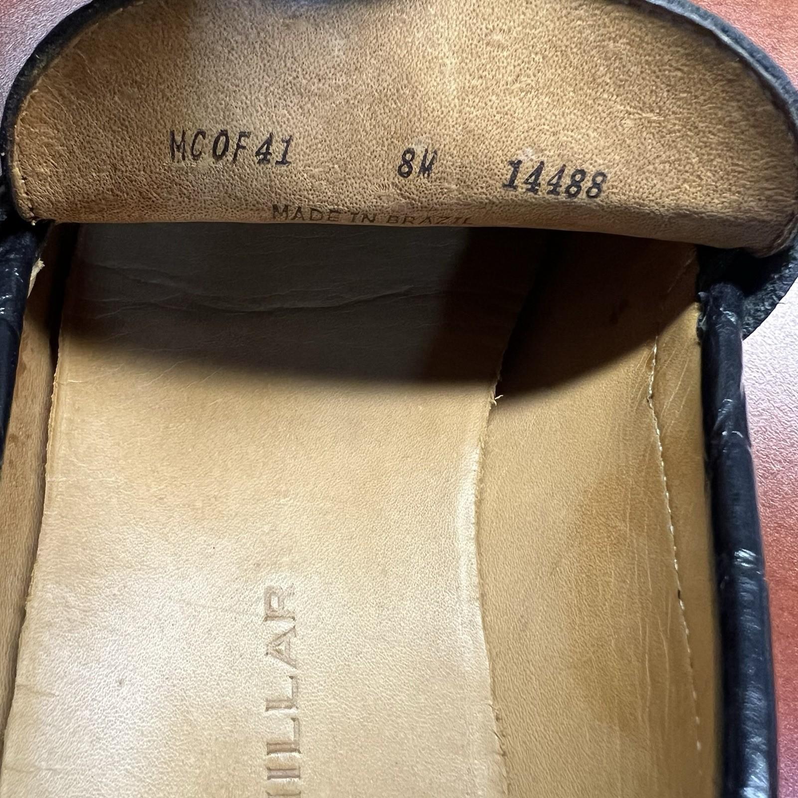 Peter Millar Crocodile Alligator Grain Leather Black Slip On Loafers Size 8W