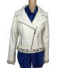 Arden B Vintage 100% Leather Jacket Size M Beaded Zip Up Moto Biker Lined Y2K