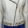 Arden B Vintage 100% Leather Jacket Size M Beaded Zip Up Moto Biker Lined Y2K