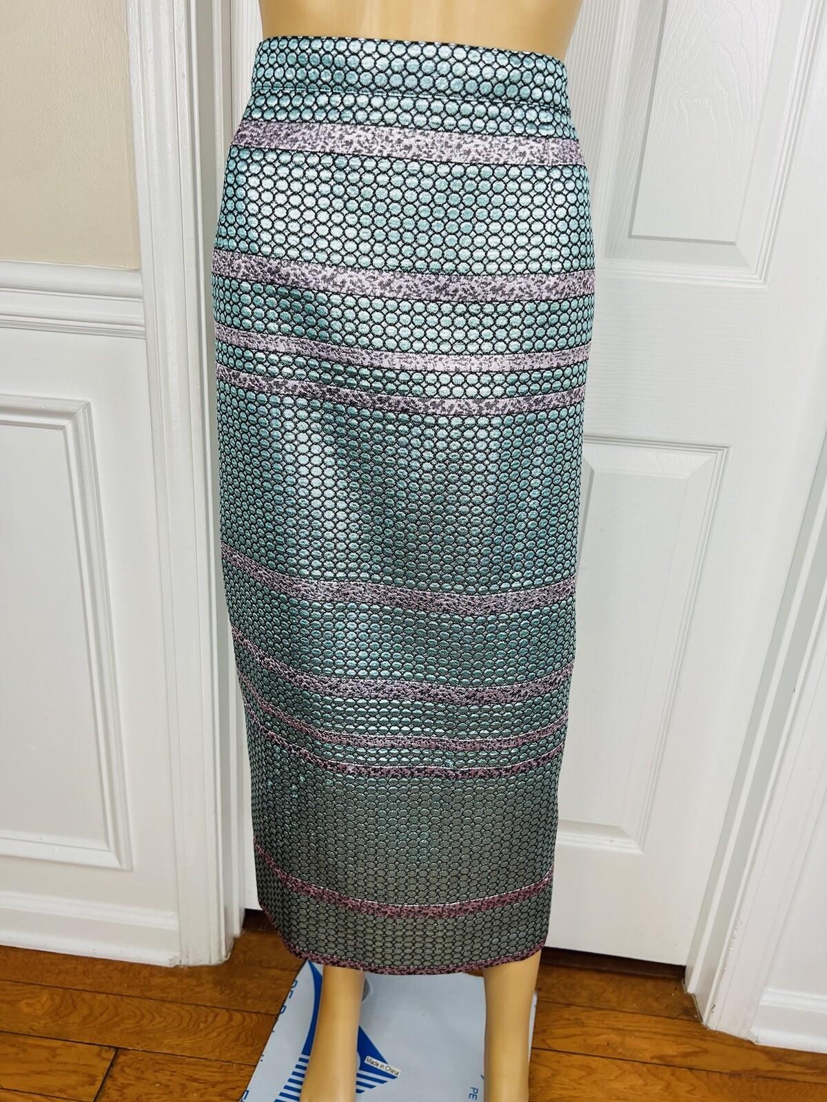 Susanna Polyester Metallic Skirt Suit Top Size 18 Green Black Beaded Lined 2PC