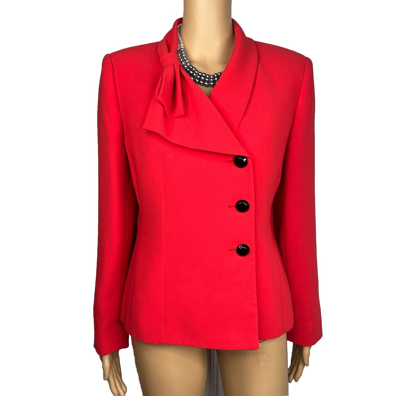Kasper women Polyester Blazer Size 10 Red Wrap Shawl Collar Cocktail 1PC