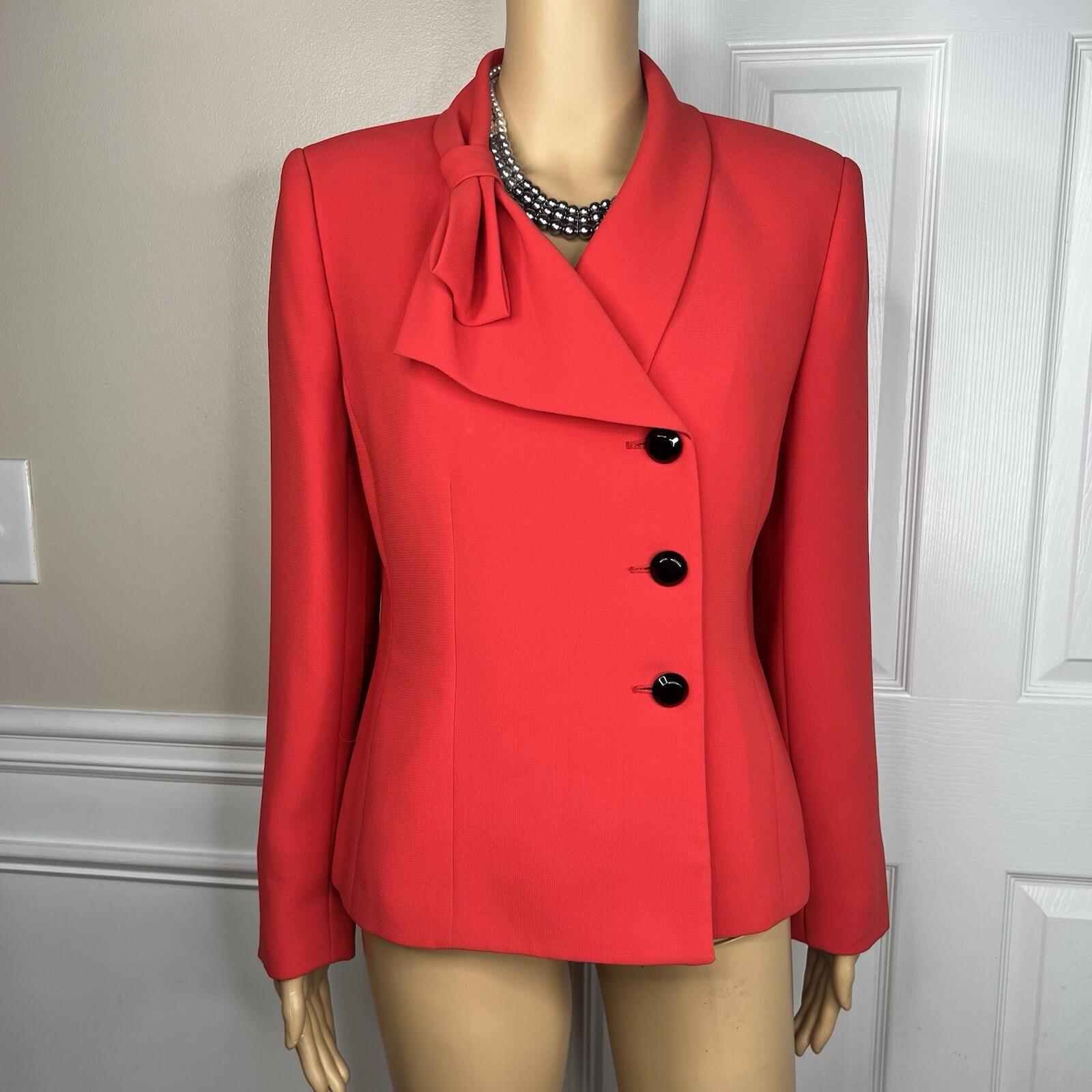 Kasper women Polyester Blazer Size 10 Red Wrap Shawl Collar Cocktail 1PC