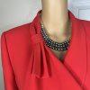Susanna Polyester Metallic Skirt Suit Top Size 18 Green Black Beaded Lined 2PC