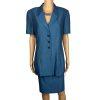 Kasper ASL Women Polyester Viscose Skirt Suit Size 10 Blue Short Sleeve 2PC