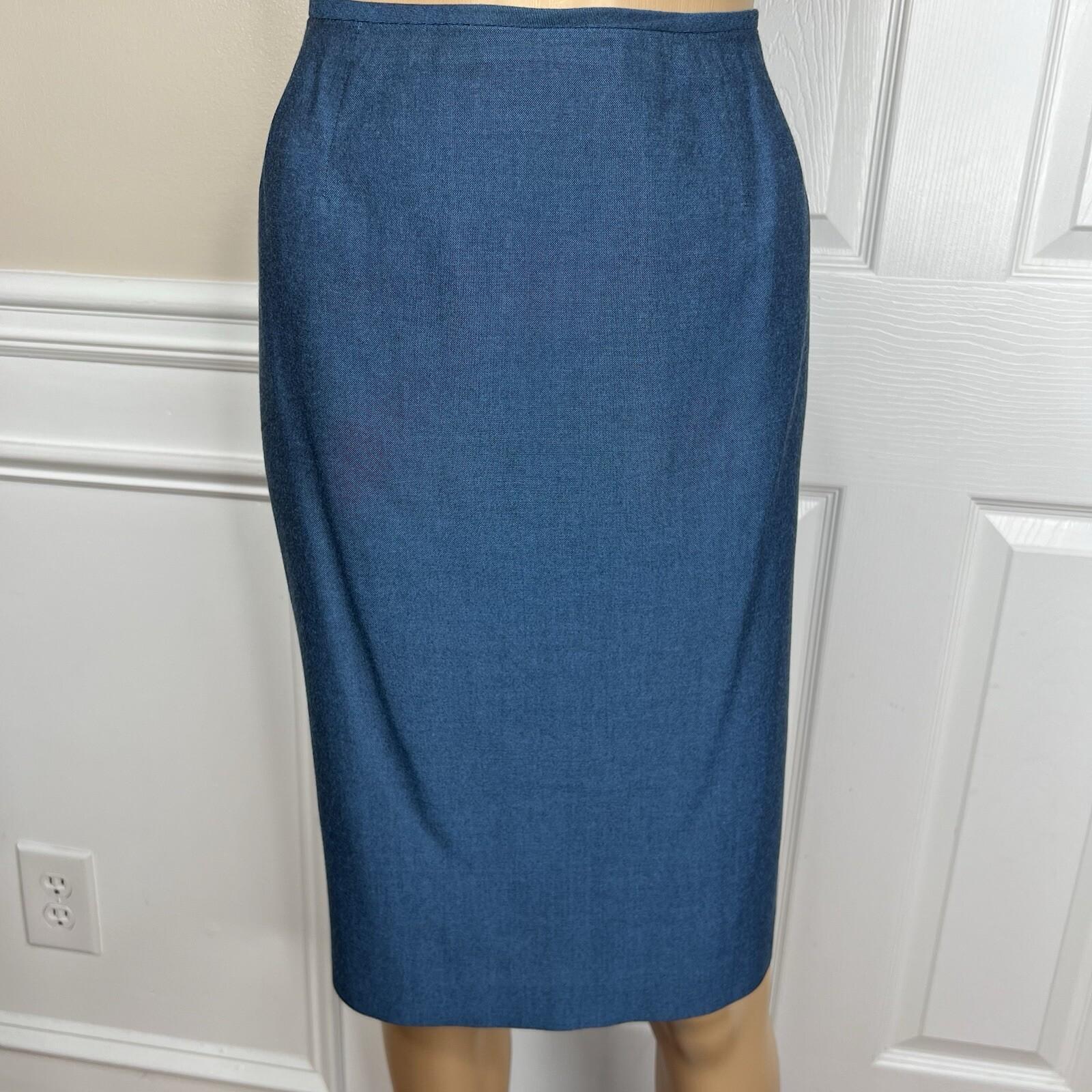 Kasper ASL Women Polyester Viscose Skirt Suit Size 10 Blue Short Sleeve 2PC