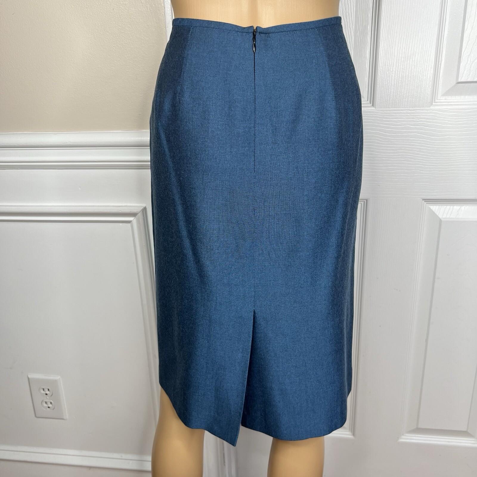 Kasper ASL Women Polyester Viscose Skirt Suit Size 10 Blue Short Sleeve 2PC