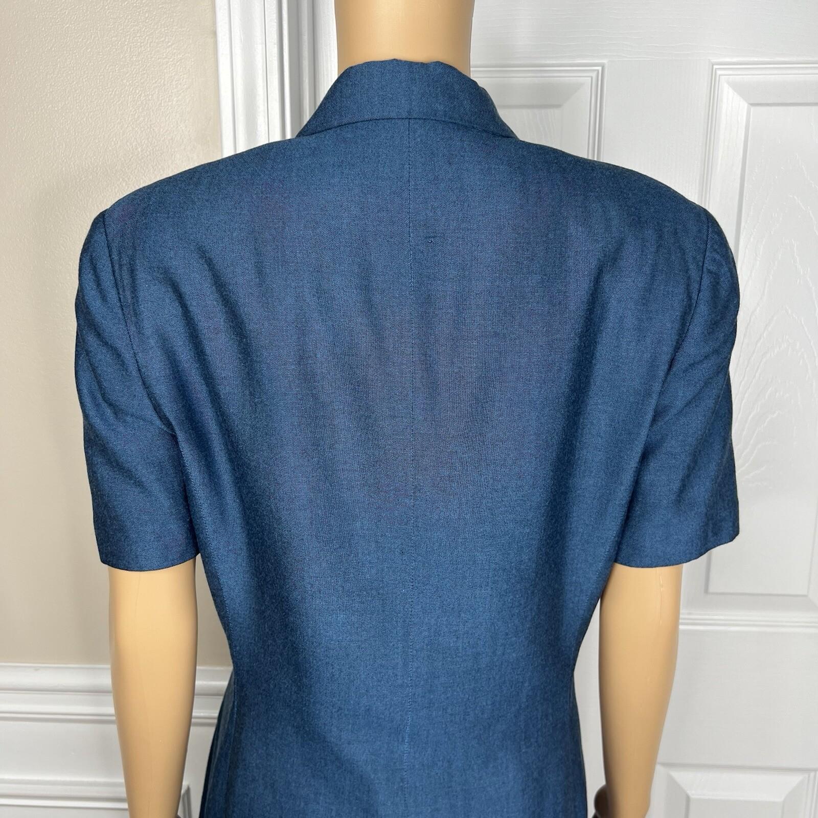 Kasper ASL Women Polyester Viscose Skirt Suit Size 10 Blue Short Sleeve 2PC