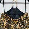 Arden B Silk Sleeveless Blouse Size L Black Gold Beaded Chain necklace Halter
