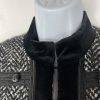 Anna Sui Wool Velour Hem Blazer Size 6 Stand Up Collar Black White Quiet Luxury