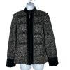 Anna Sui Wool Velour Hem Blazer Size 6 Stand Up Collar Black White Quiet Luxury
