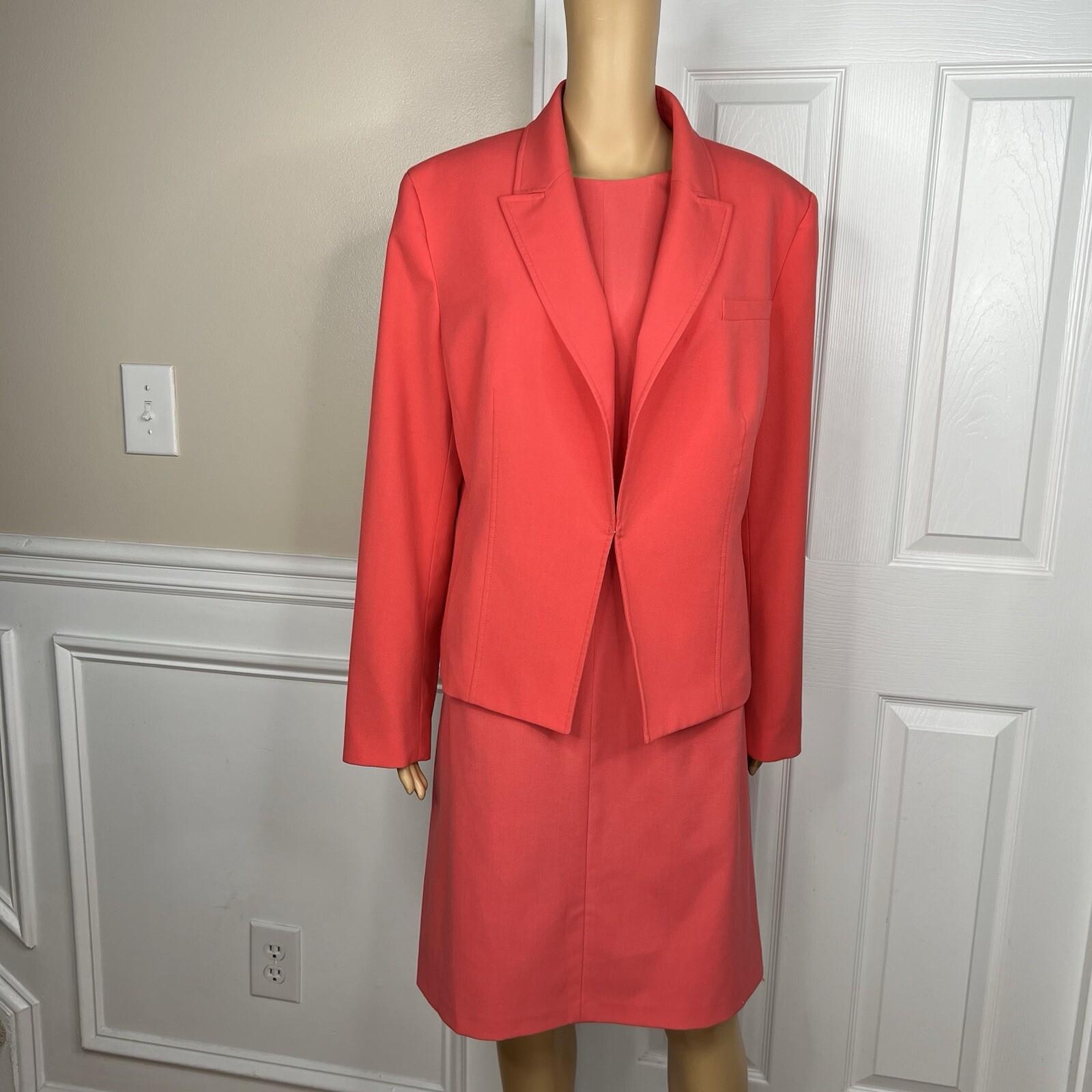 Nine West Polyester Spandex Dress Suit Size 16 Pink Lined Flared Cocktail 2PC