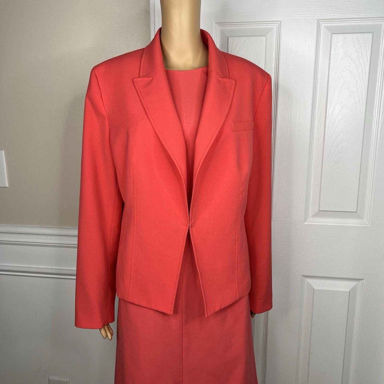 Nine West Polyester Spandex Dress Suit Size 16 Pink Lined Flared Cocktail 2PC