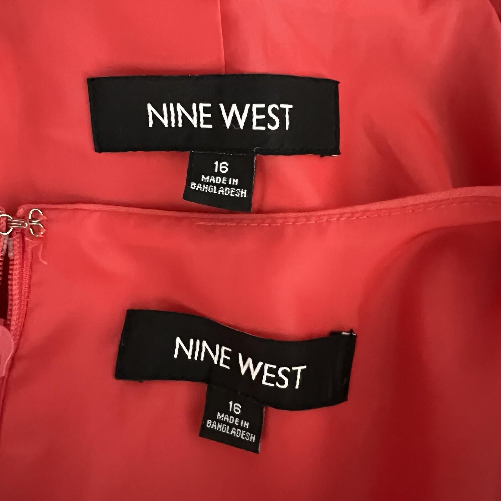 Nine West Polyester Spandex Dress Suit Size 16 Pink Lined Flared Cocktail 2PC