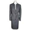 EVAN PICONE BLACK LABEL Gray Striped Polyester Pleated Lined Skirt Suit Size 8