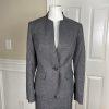 EVAN PICONE BLACK LABEL Gray Striped Polyester Pleated Lined Skirt Suit Size 8