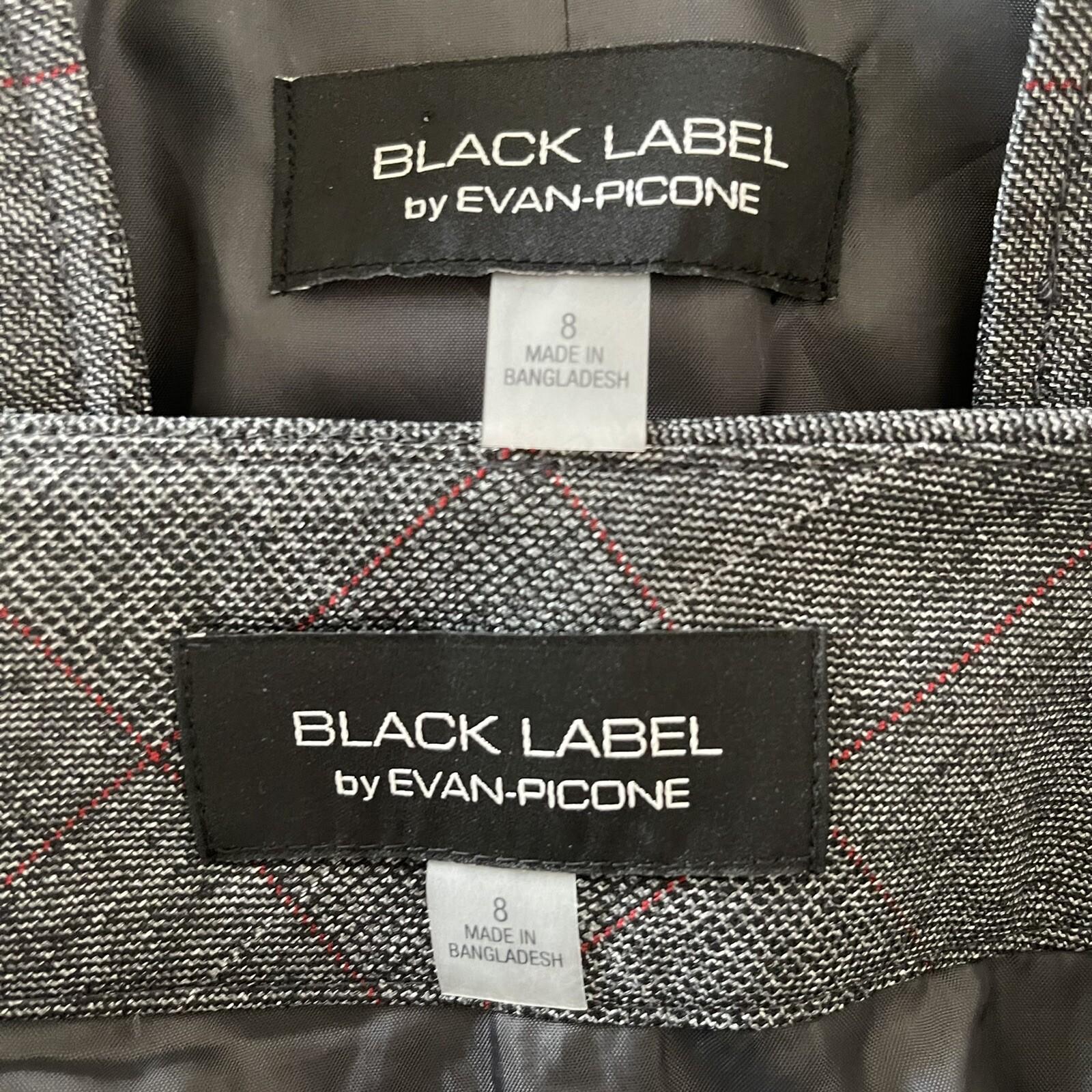 EVAN PICONE BLACK LABEL Gray Striped Polyester Pleated Lined Skirt Suit Size 8