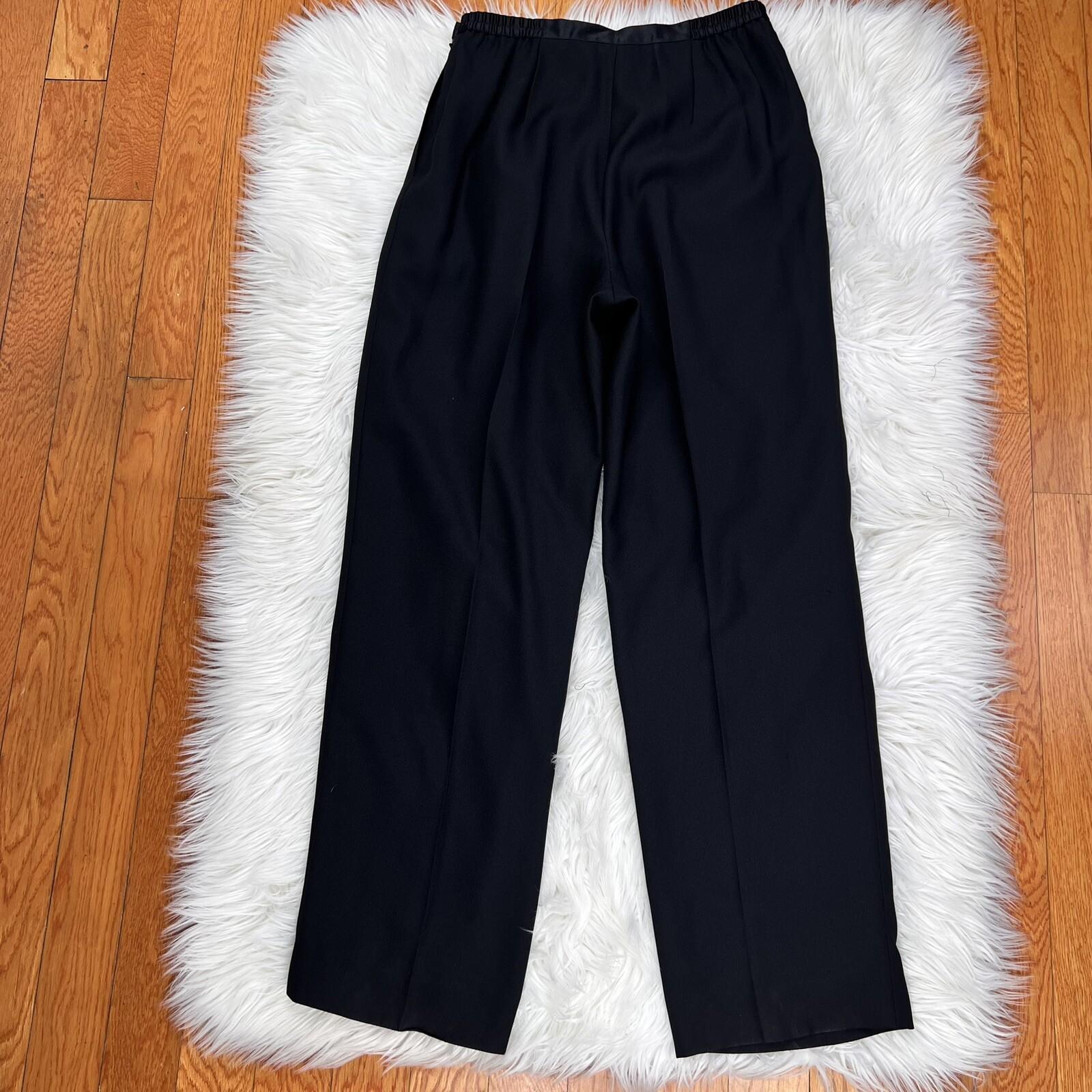 Le Suit Vintage Polyester Pant Suit Size 10 Black Tuxedo Lined Notch Collar 2PC