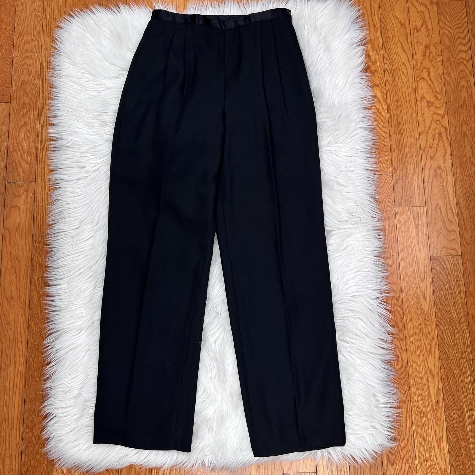 Le Suit Vintage Polyester Pant Suit Size 10 Black Tuxedo Lined Notch Collar 2PC