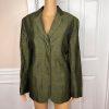 10-2020.jpg JONES WEAR 1PC Green Linen Rayon Lined Notch Collar Career Blazer Size 14