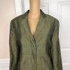 10-2021.jpg JONES WEAR 1PC Green Linen Rayon Lined Notch Collar Career Blazer Size 14