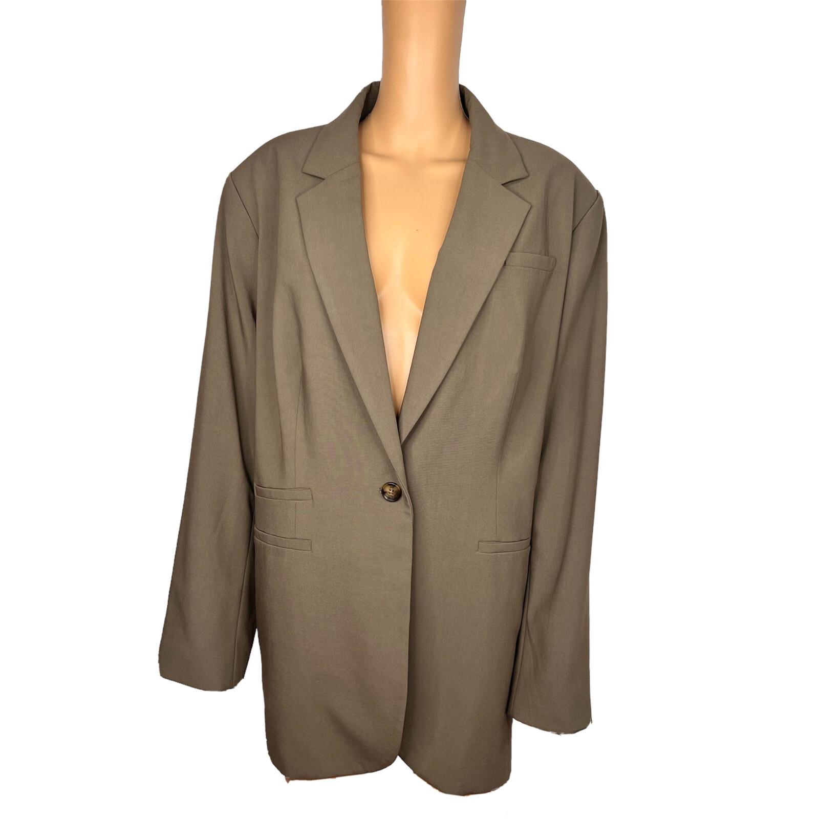 New CALVIN KLEIN Sage Green Polyester Stretch Blend Mid Length Blazer Size 22W