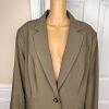 New CALVIN KLEIN Sage Green Polyester Stretch Blend Mid Length Blazer Size 22W