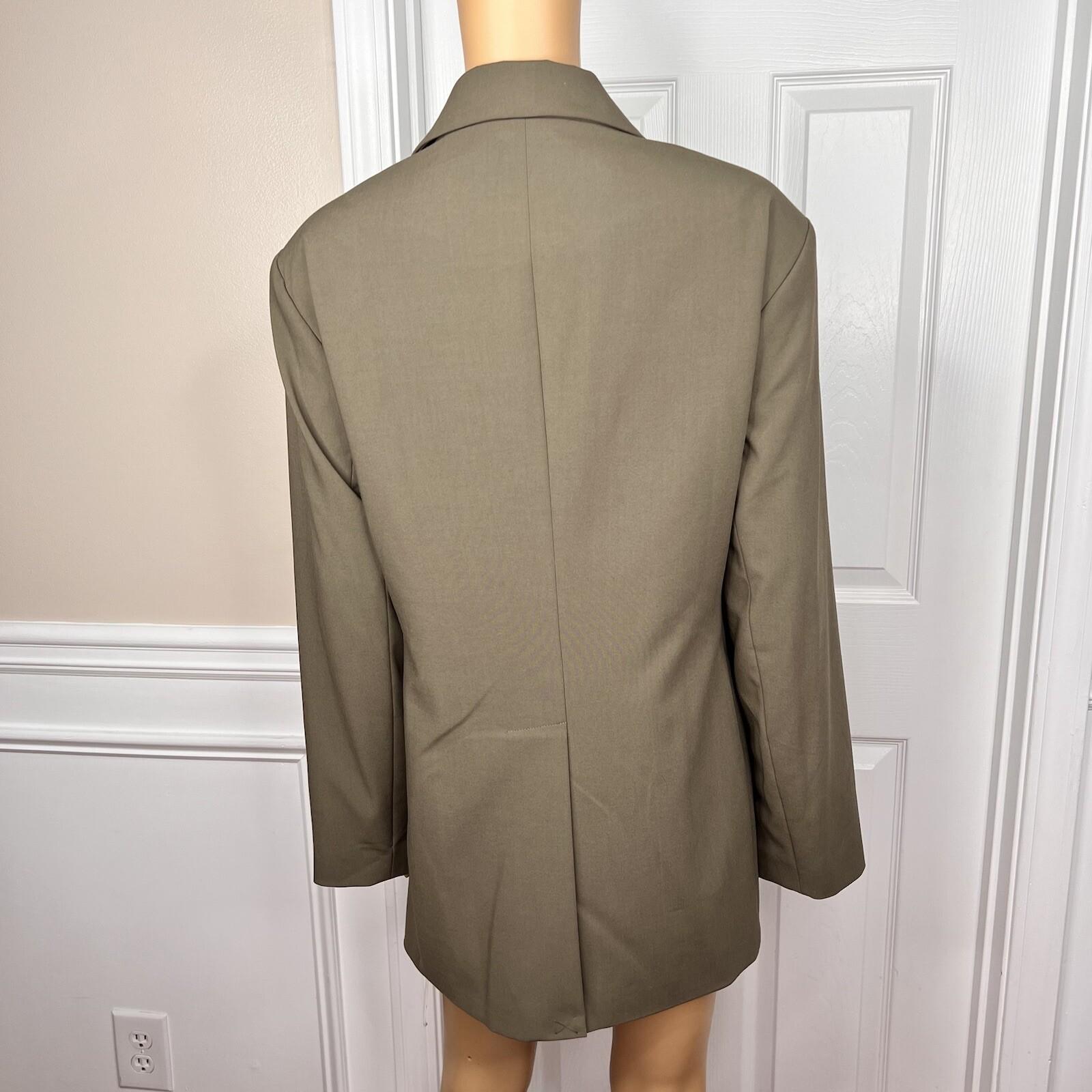 New CALVIN KLEIN Sage Green Polyester Stretch Blend Mid Length Blazer Size 22W