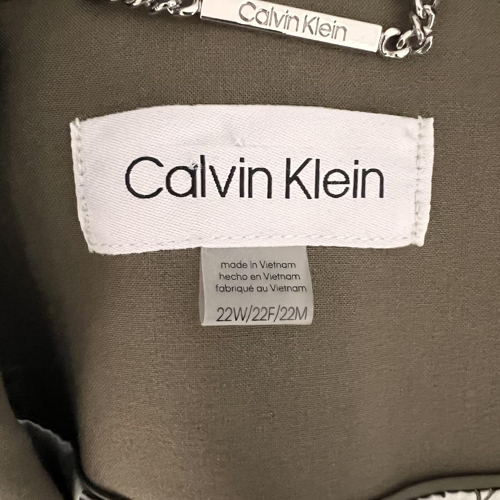 New CALVIN KLEIN Sage Green Polyester Stretch Blend Mid Length Blazer Size 22W