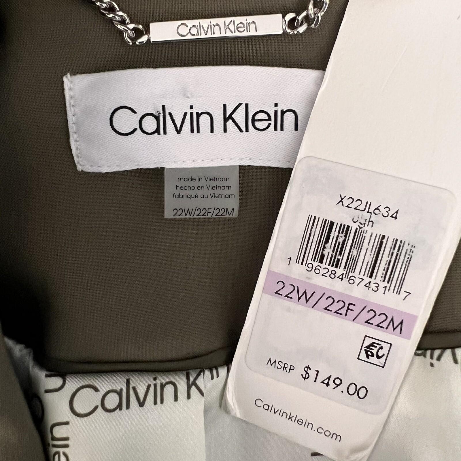 New CALVIN KLEIN Sage Green Polyester Stretch Blend Mid Length Blazer Size 22W