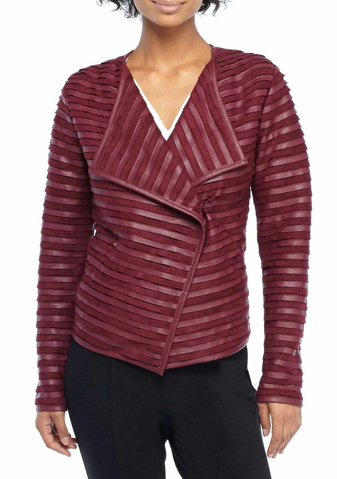 THE LIMITED Suede Faux Leather Oxblood Pleather Pieced Jacket Coat Size M