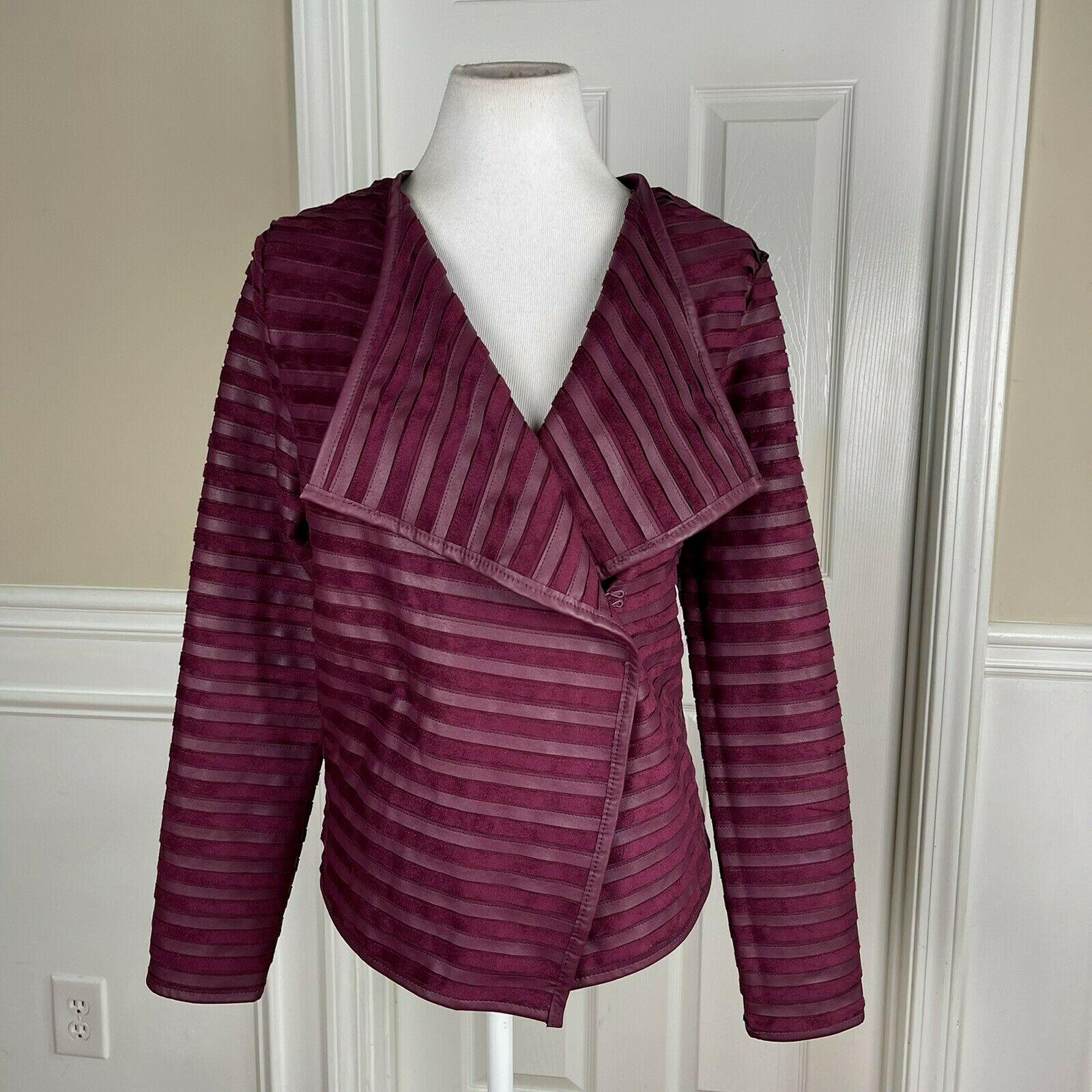 THE LIMITED Suede Faux Leather Oxblood Pleather Pieced Jacket Coat Size M