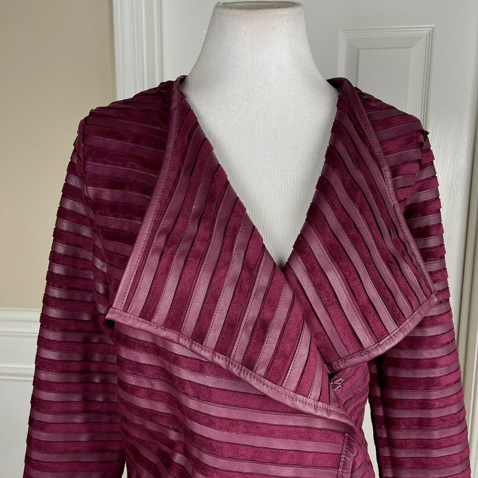 THE LIMITED Suede Faux Leather Oxblood Pleather Pieced Jacket Coat Size M