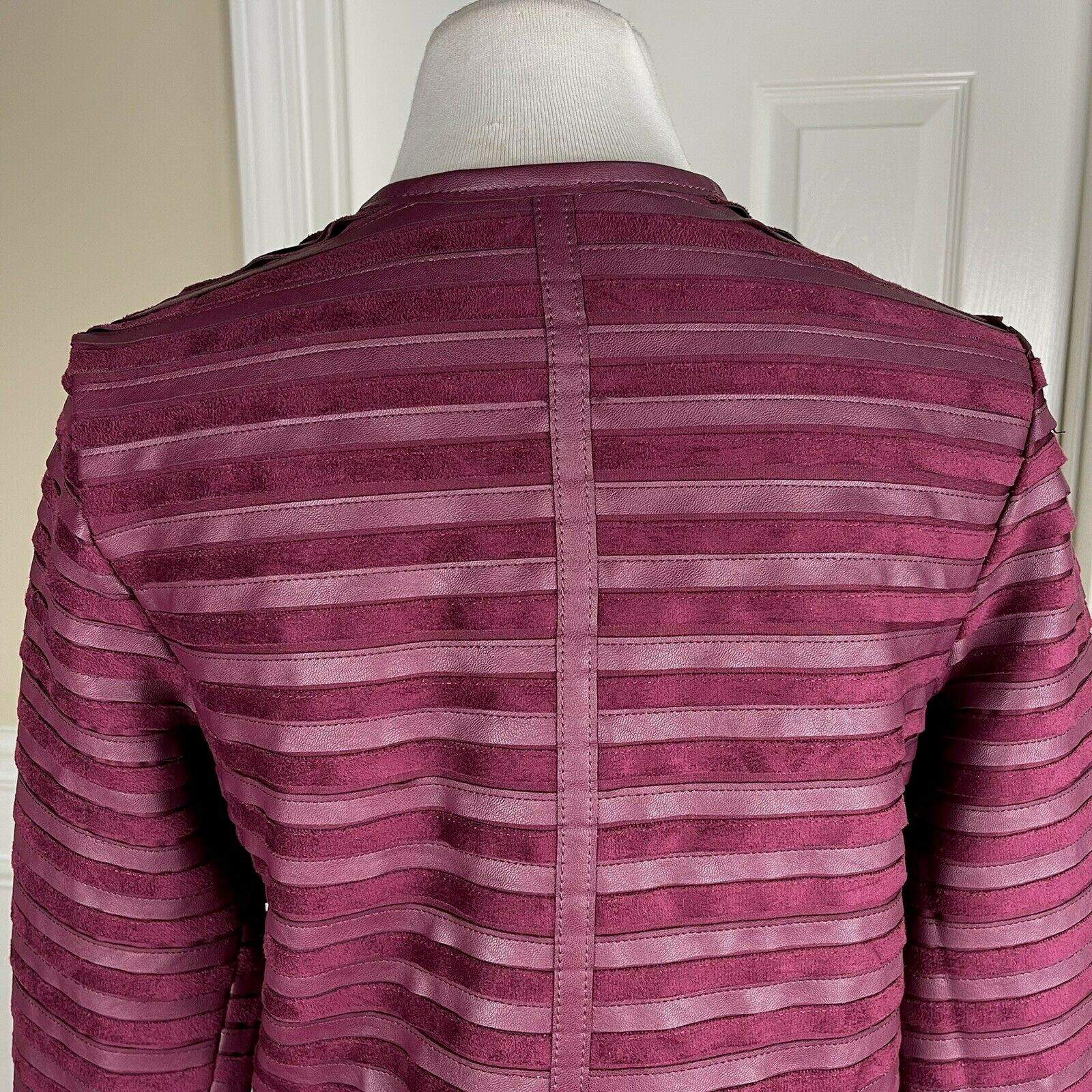 THE LIMITED Suede Faux Leather Oxblood Pleather Pieced Jacket Coat Size M