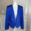 NINE WEST Collarless Blue Black Polyester Viscose Elastane Lined Blazer Size 12