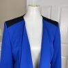 NINE WEST Collarless Blue Black Polyester Viscose Elastane Lined Blazer Size 12