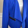 NINE WEST Collarless Blue Black Polyester Viscose Elastane Lined Blazer Size 12