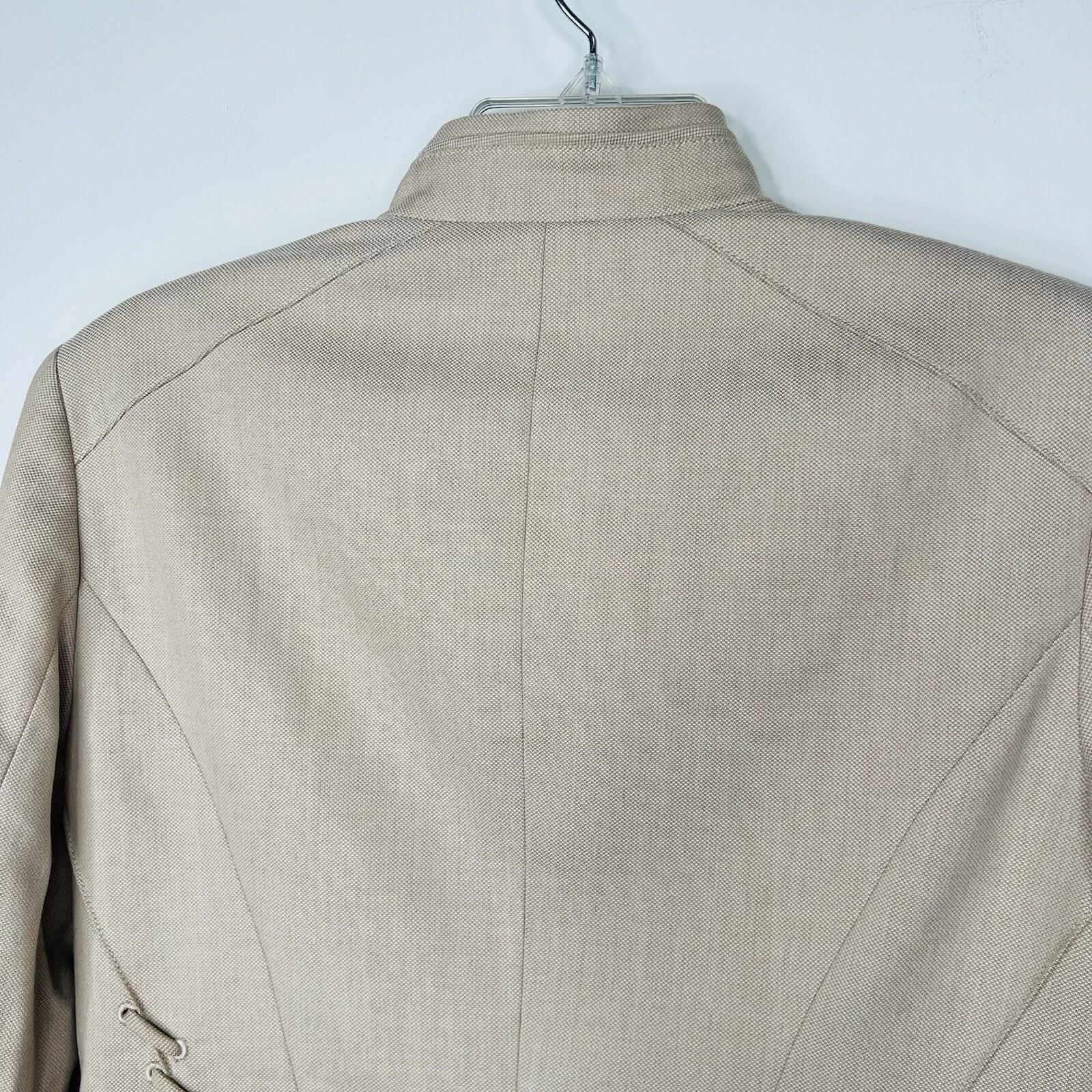 White House Black Market Rayon Stretch Blend Blazer Size 6 Beige Tier collar